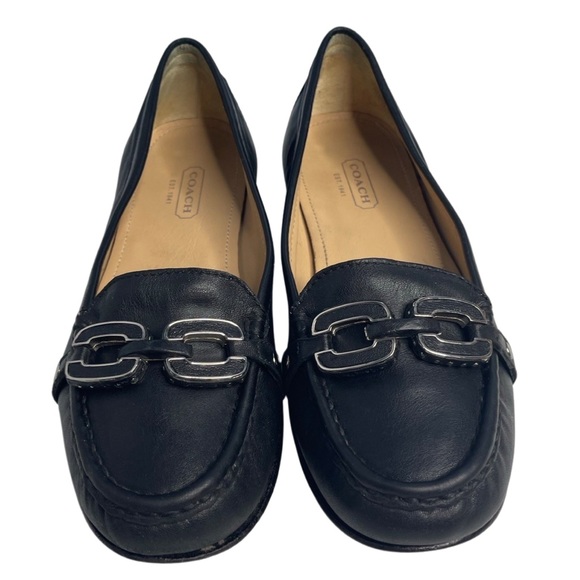 Coach Ella signature soft calf leather black loafer, size 7 B with box - Picture 1 of 12